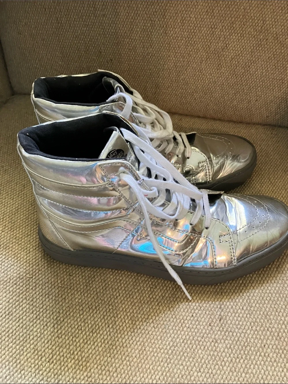 Vans Silver Metallic High-Top Sneakers - Women's
